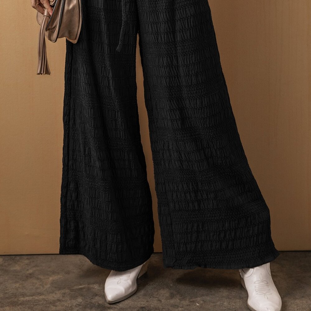 NWOT Black Crochet Wide-Leg Pants - Picture 7 of 8